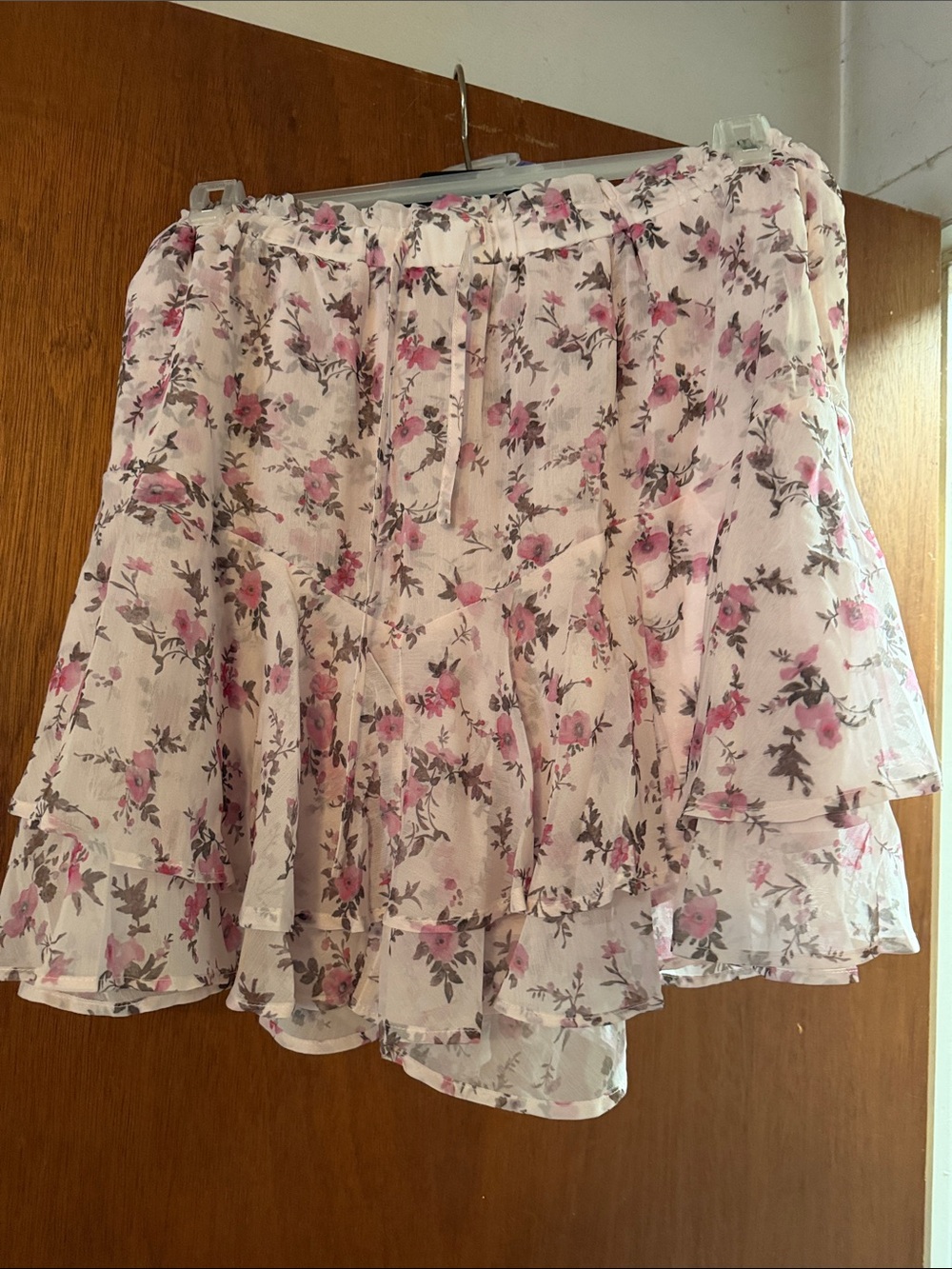 Floral Tiered Ruffle Mini Skirt - Pink Floral